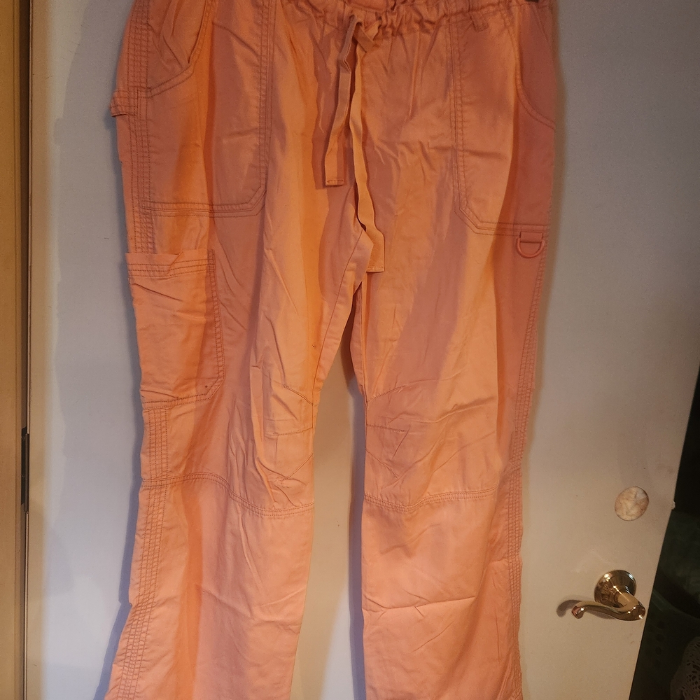 Peach Cargo Scrub Pants